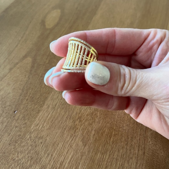 Lux Bond 18k Yellow Gold Fashion Ring With Diamond Pave, Holiday Gift For Her - Picture 6 of 15